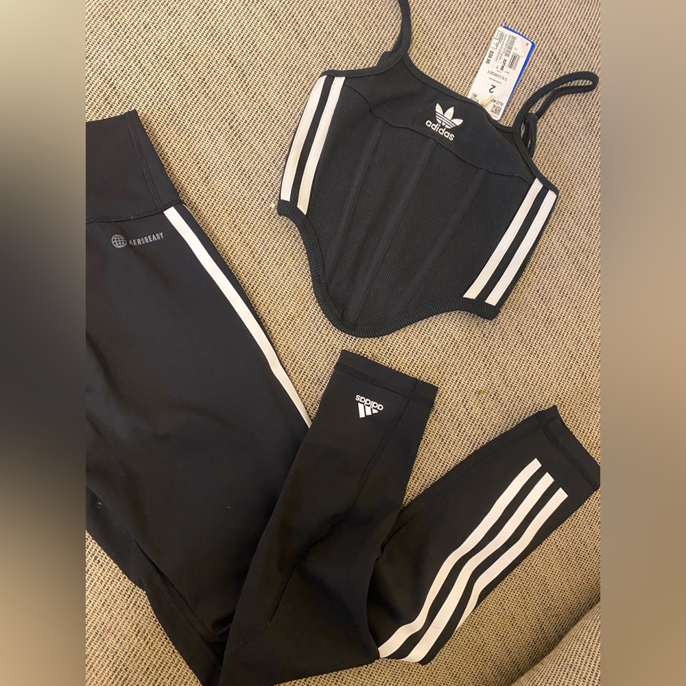 Adidas corset and leggings set, size 2/xs